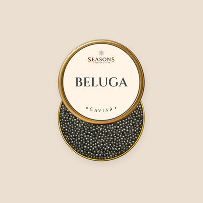 SEASONS Royal Beluga Caviar, open tin
