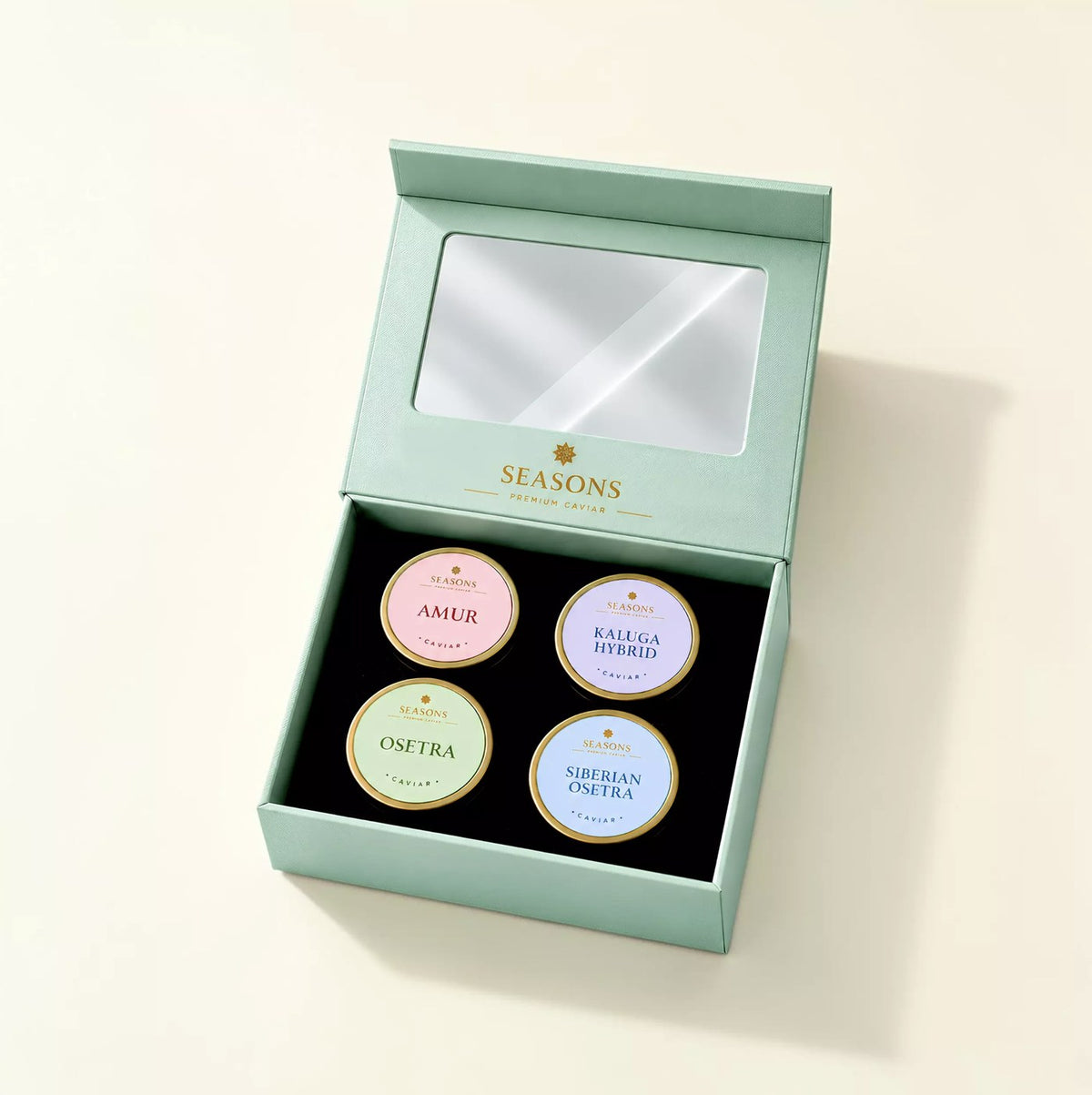SEASONS Premium Black Caviar Gift Set – Mint Green Box