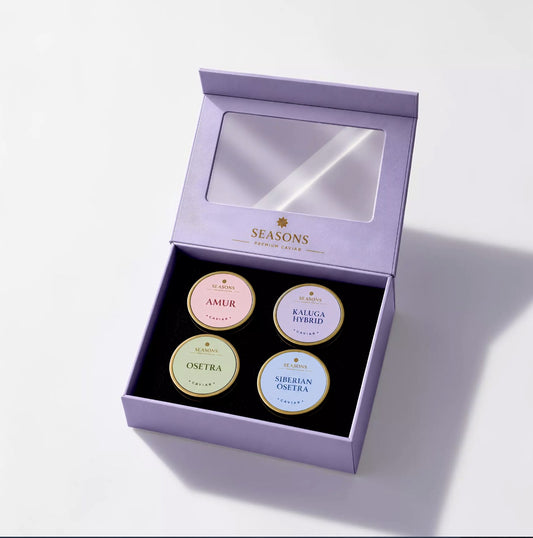 SEASONS Premium Black Caviar Gift Set – Purple Box