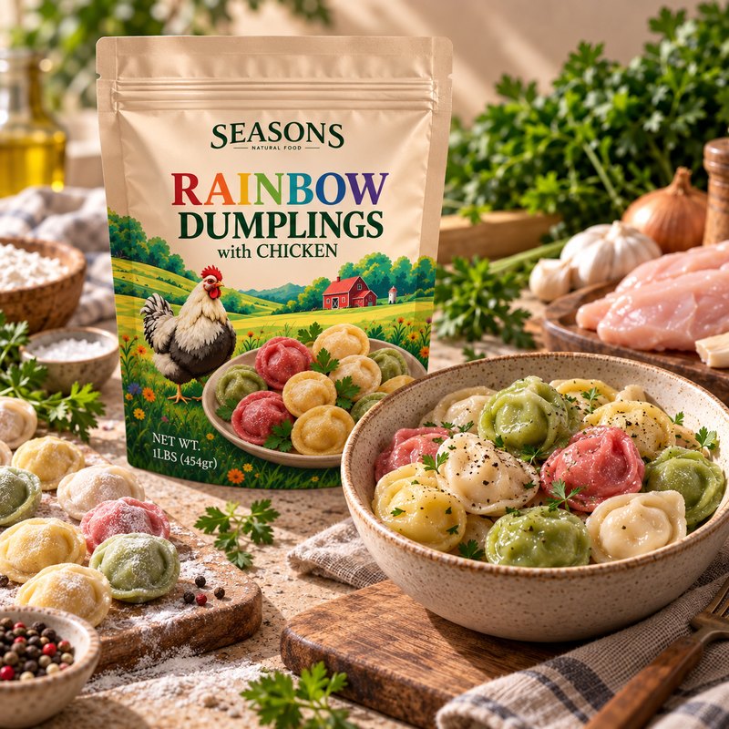 SEASONS Rainbow Dumplings served in a bowl