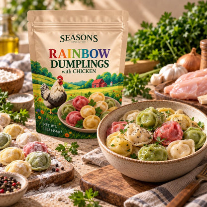 SEASONS Rainbow Dumplings served in a bowl